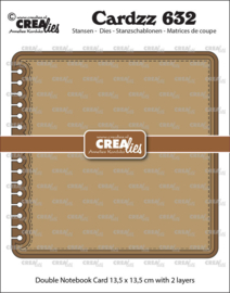 Cardzz stansen no. 632, Dubbele kaart Notebook vierkant met afgegeronde hoeken Crealies CLCZ632 Dichte kaart: 13,5 x 13,5 cm