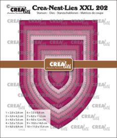 Crea-Nest-Lies XXL stansen no. 202, Vaandel D / Kerkboog met stiksteek Crealies CLNestXXL202 max. 11,0 x 15,4 cm.