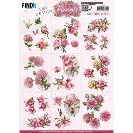 Cutting Sheets - Amy Design - Pink Florals - Mini CD12106