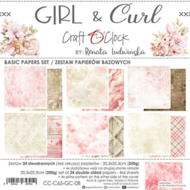 Craft O Clock Basic Paper Pack 20x20 cm Girl & Curl CC-C65-GC-08