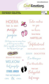 CraftEmotions clearstamps A6 - Teksten geboorte 1360