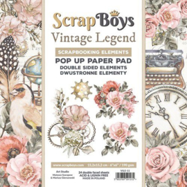 Scrapboys POP UP Paper Pad double sided elements - Vintage Legend VILE-11 190gr 15,2x15,2cm