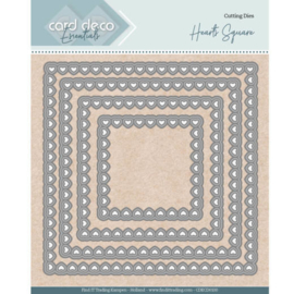 Card Deco Essentials - Nesting Dies - Bullet Hearts Square  CDECD0100   Formaat ca. 12,5 x 12,4 cm