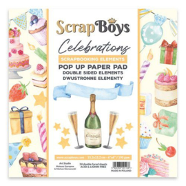Scrapboys POP UP Paper Pad double sided elements - Celebrations POPCE-04 190gr 15,2x15,2cm