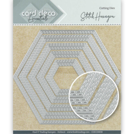 Card Deco Essentials Cutting Dies Stitch Hexagon  CDECD0030 ca. 13 x 11,3 cm (5-delig)