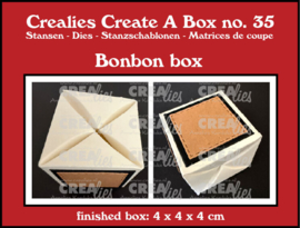 Crealies Create A Box stans no. 35, Doosje voor één bonbon Crealies CCAB35 Finished box: 40 x 40 x 40 mm.