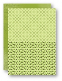 NEVA026 Doublesided background sheets A4 green hearts