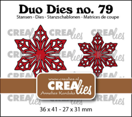 Duo Dies no. 79, Open bloemen 33 Kerstster Crealies CLDD79 36 x 41 - 27 x 31 mm.