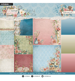 SL-VD-DPP177 - Paper Pad Backgroundpaper Vintage Diaries nr.177  (36 sheets / 170grs / 203,2x203,2x9mm)
