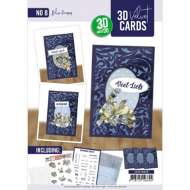 3D Velvet Cards A6 - Blue Pansies 3DVC10008