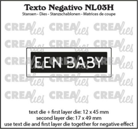 Crealies Texto Negativo Die EEN BABY - NL (H) NL03H 17x49 mm