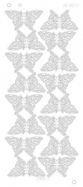 CD3077 Butterflies Large Platinum zilver