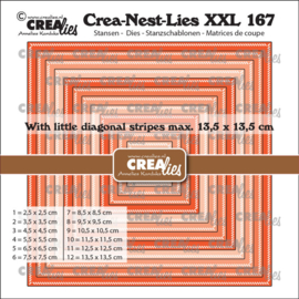 Crea-Nest-Lies XXL stansen no. 167, Vierkanten met kleine schuine streepjes
