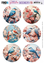 Scenery Push Out - Berries Beauties - Blue Bird - Round BBSC10031