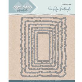 Card Deco Essentials - Nesting Dies - Torn Edge Rectangle CDECD0097   Formaat ca. 10 x 13 cm