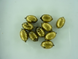 0001500- 10 stuks kunststof kralen 12x8mm gemarmerd goud OPRUIMING