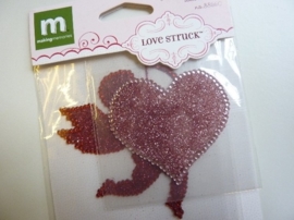 005836- 2 stuks love struck glitter stickers van 6cm OPRUIMING
