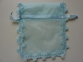 CH.00325- 5 stuks zeer luxe organza zakjes van 16x14cm babyblauw - SUPERLAGE PRIJS!