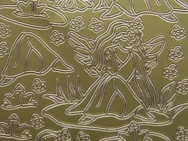 st493- bloemen meisje goud 10x20cm