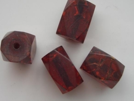 117465/4530- resin kraal 19x13mm donker rood marmer