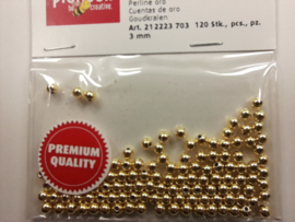 2223 703 - 120 stuks wax parels van 3 mm. - goud - premium kwaliteit