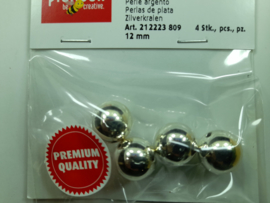 2223 808 - 4 stuks wax parels van 12 mm. - zilver - premium kwaliteit