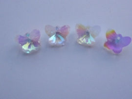117471/0836- 4 x geslepen kristal glashangers vlinders 14x11x8mm OPRUIMING