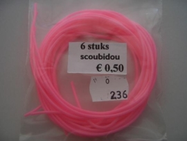 236- scoubidou touwtjes 6 stuks neon roze