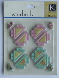 5571- Studio K photocorners roze & mint + splitpennen