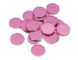 8022 074- 48 stuks decoratie spiegeltjes roze 18mm rond