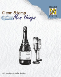 CE130510/2803- Nellie's Choice clearstamp - men things wine 50x30mm