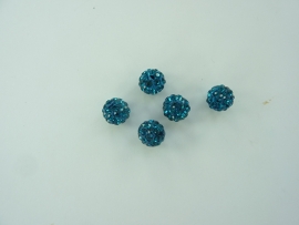 3991.D- 5 stuks A-kwaliteit strass ballen van 8mm donker turquoise