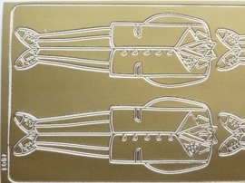 ST.1118- stickervel met smoking 4 stuks goudkleur 10x23cm