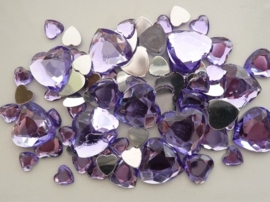 2282 0257- 80 x kunststof strass stenen assortiment hartjes van 8 tot 18mm lang lila