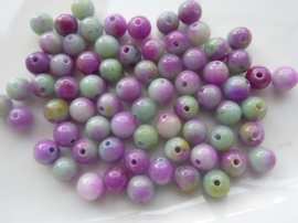 3786- 65 tot 70 stuks naturel Jade mineraal kralen van 6mm violet/groen mix