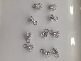 CH.738 - S  10 stuks steenkapjes met ringetje staal kleur 8 x 8 mm.