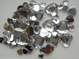 2282 0200- 80 x kunststof strass stenen assortiment hartjes van 8 tot 18mm lang zilver