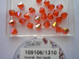 109106/1310- 25 x swarovski 6mm hyacinth met AB coating