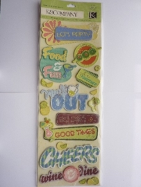 5598- K&Co grand adh. chipboard 3D stickers "feest teksten" 30x12cm