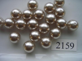 15 x glasparels rond 12mm pastel bruin 2159