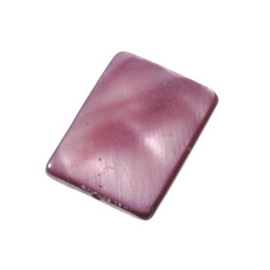 006080/0628- 6 stuks zeer mooie zware kwaliteit parelmoer kraal roze rechthoek 20x15mm