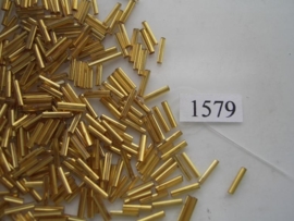 1579- 9mm glazen stiftjes goud zilverkern 15gr