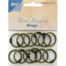 JOY6200/0131- 12 stuks boekbinders-ringen van 25mm brons