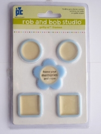 5609- Rob & Bob studio kleine blauwe lijstjes 2.5x2.5cm