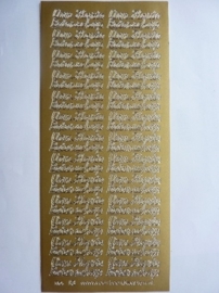 st993- stickervel met tekst van harte beterschap (aan elkaar) 10x23cm goud