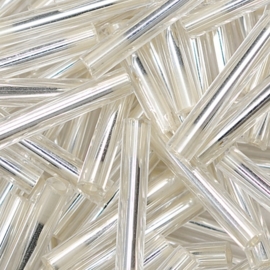 1482- 18mm glazen stiftjes zilver 15 gr in een doosje - 3114 708