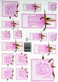 kn/1596- A4 knipvel Marjoleine roze rozen - 117140/1119