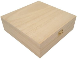 CE811725/0321- houten kist vierkant 20.9x20.9x7cm paulownia