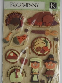 5168- K&Co 3D stickers kalkoen 11.5x15cm