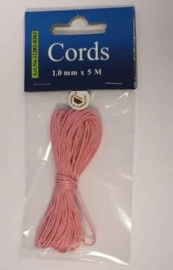 000TH12283/8303- 5 meter waxcord van 1mm dik roze